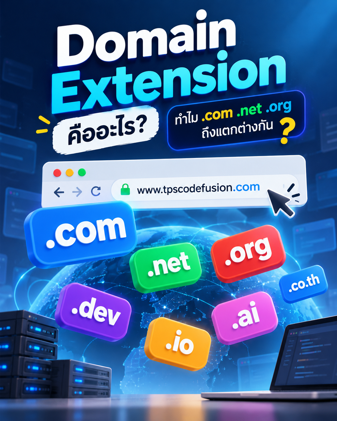 Domain Extension คืออะไร? ทำไม .com .net .org ถึงแตกต่างกัน